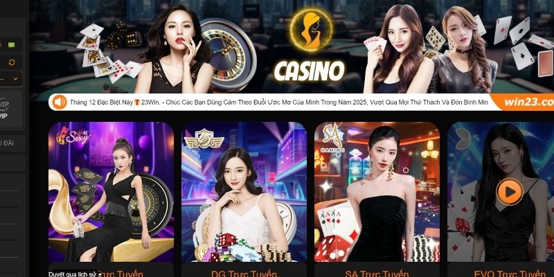 Sảnh Casino tạo nên trào lưu mới tại 23win chỉ trong vài tháng hoạt động